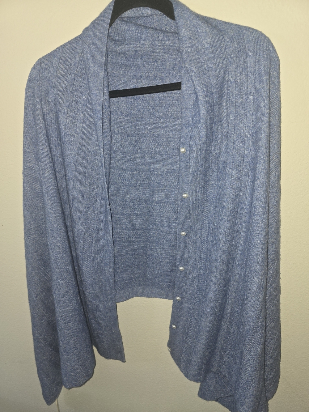 Women's Light Blue Knit Button-Front Cardigan Sweater